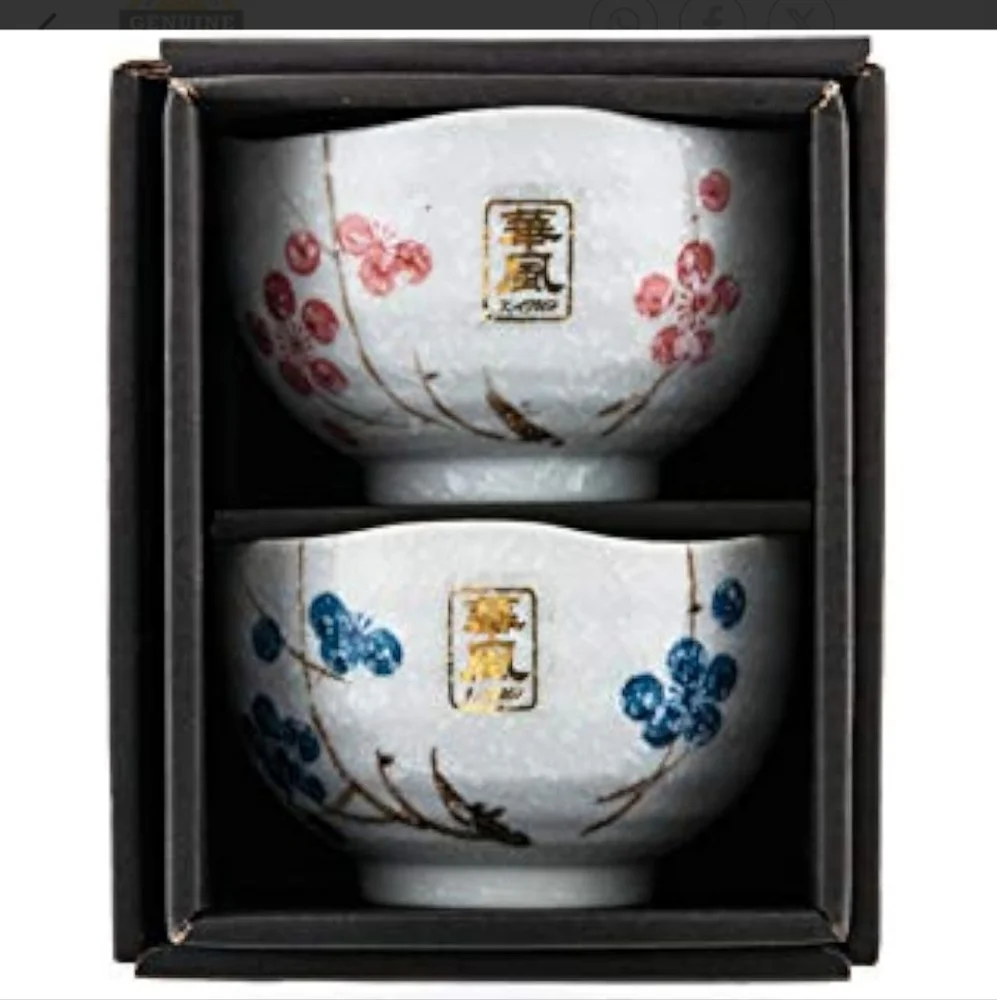 Snow Cherry rice bowls, ceramic  2, NEW